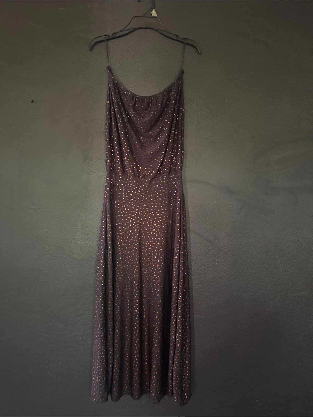 Lolita Black Strapless Slip Dress with Metallic Dot Detail